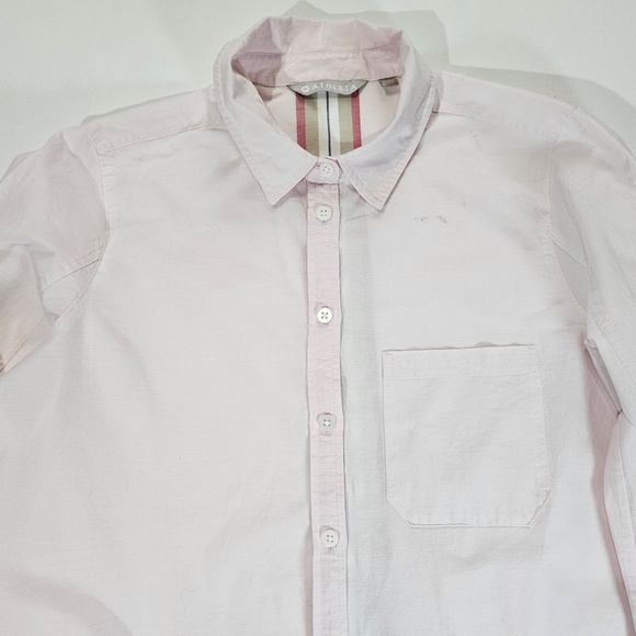 Athleta Shirt Womens Medium Light Pink Button Down Casual Long Sleeve Stripe - Picture 3 of 9